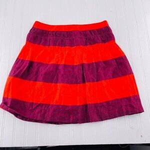 LOFT Womens Striped A-Line Skirt Size S Red & Purple Cotton Blend